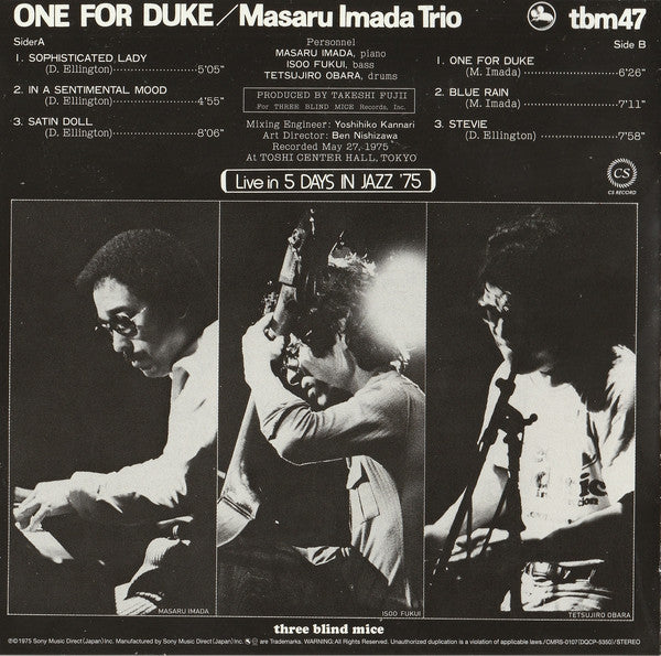Masaru Imada Trio : One For Duke (CD, Album, RE)