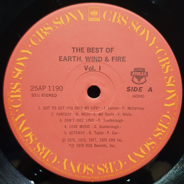 Earth, Wind & Fire : The Best Of Earth, Wind & Fire Vol. I (LP, Comp)