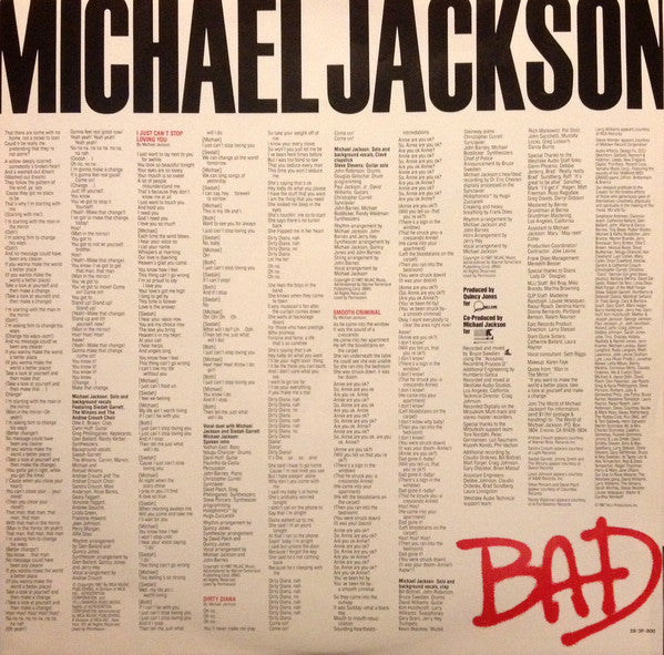Michael Jackson = マイケルジャクソン* : Bad (LP, Album, Gat)